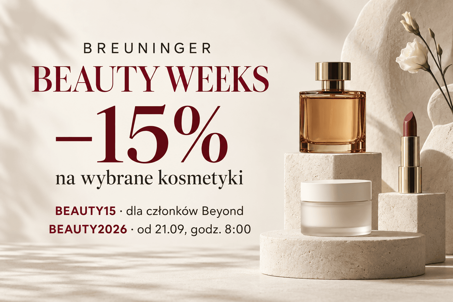 Breuninger Beauty Weeks: 15% na wybrane kosmetyki, BEAUTY15 dla członków Beyond oraz BEAUTY2026 od 21 września o 8:00