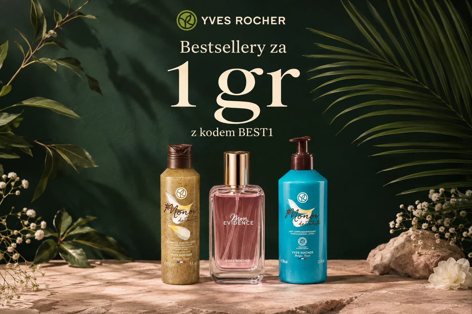 Promocja Yves Rocher na bestsellery za 1 gr z kodem BEST1