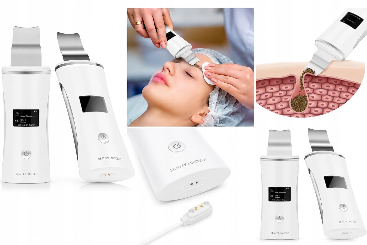 Beauty Limited Peeling kawitacyjny 5 Funkcji Sonoforeza Jonoforeza Ems Wodoodporny 7W