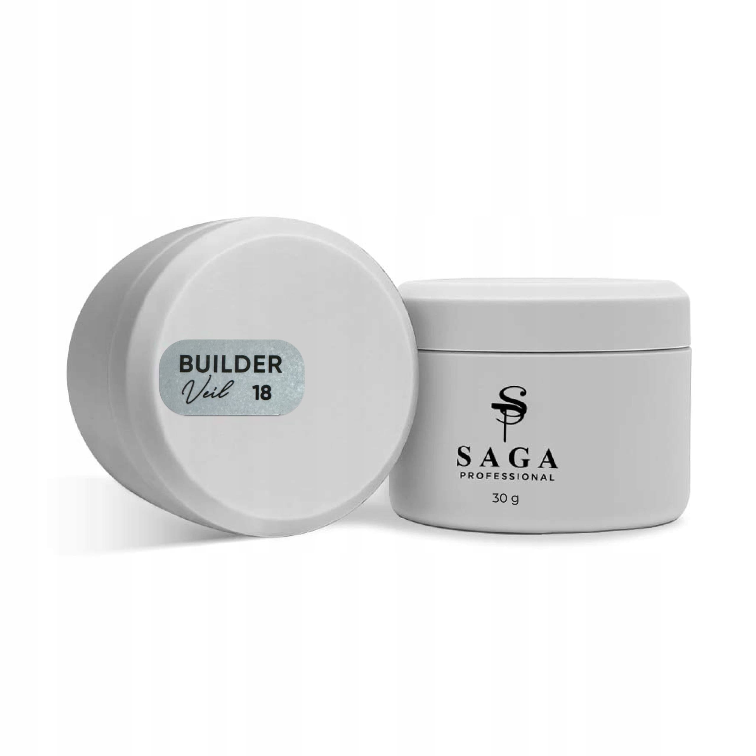 Saga Professional Builder Gel Veil mleczny z holograficzną drobinką