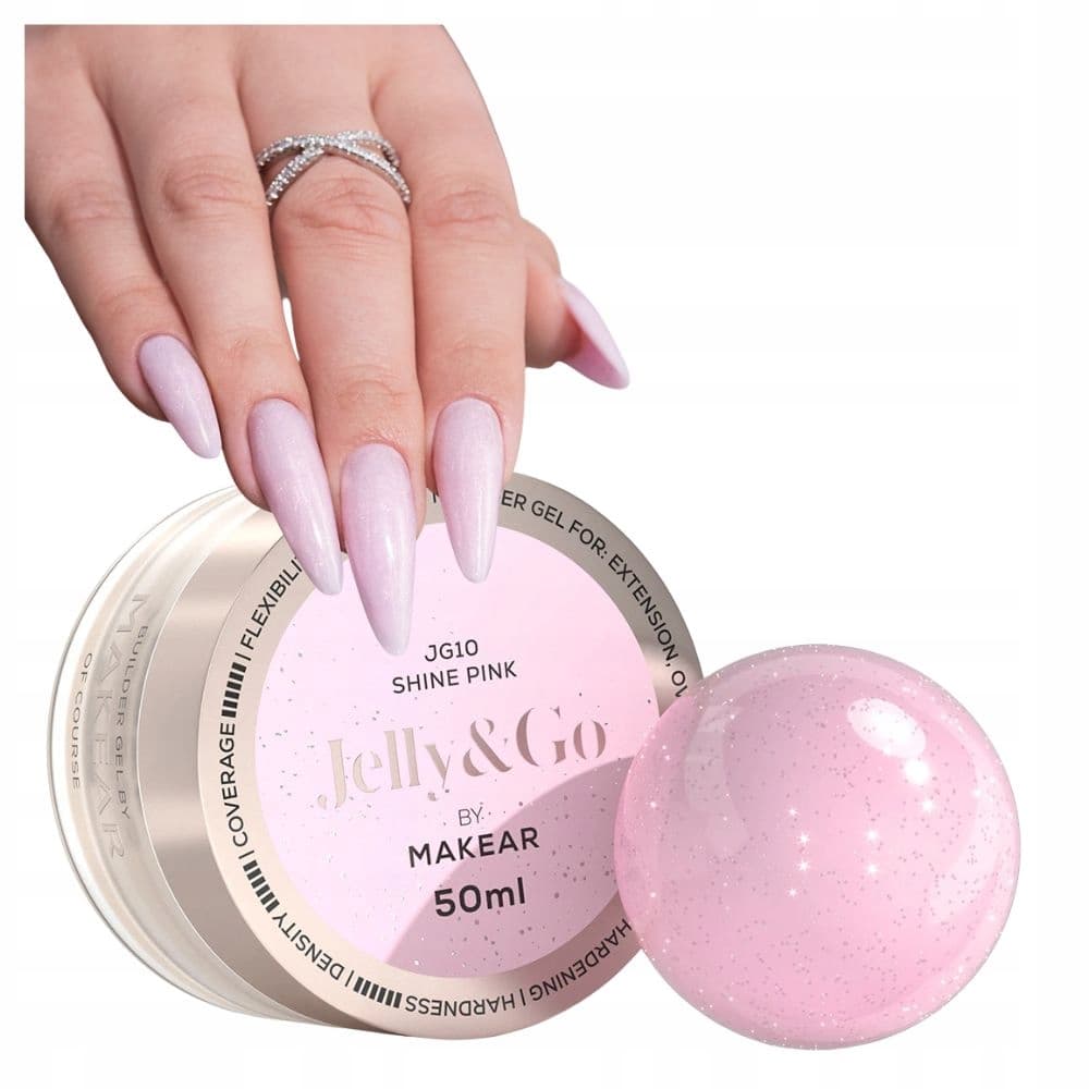 Żel Budujący Do Paznokci Różowy Drobinki Makear Jelly&Go Shine Pink