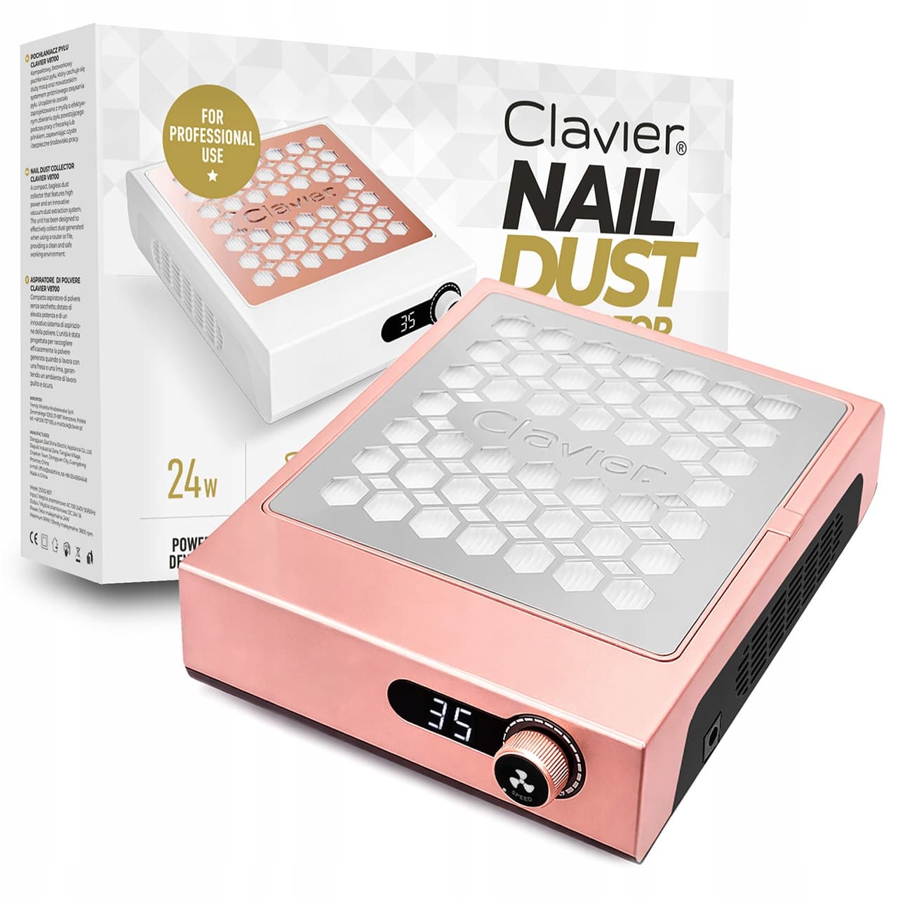 Clavier Nail Dust Collector V8700 pochłaniacz pyłu 24W różowe złoto