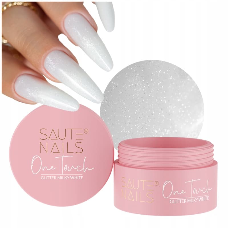 Żel Budujący z drobinkami One Touch Glitter Milky White
