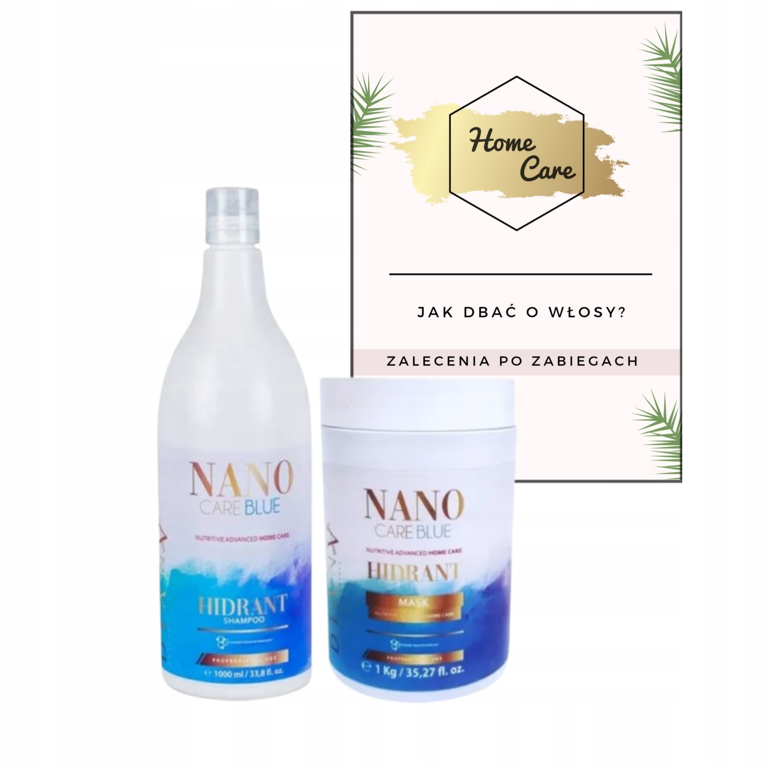 Beauty Duzy Zestaw Nano Care Blue Szampon Maska 1000MLpo nanoplastii