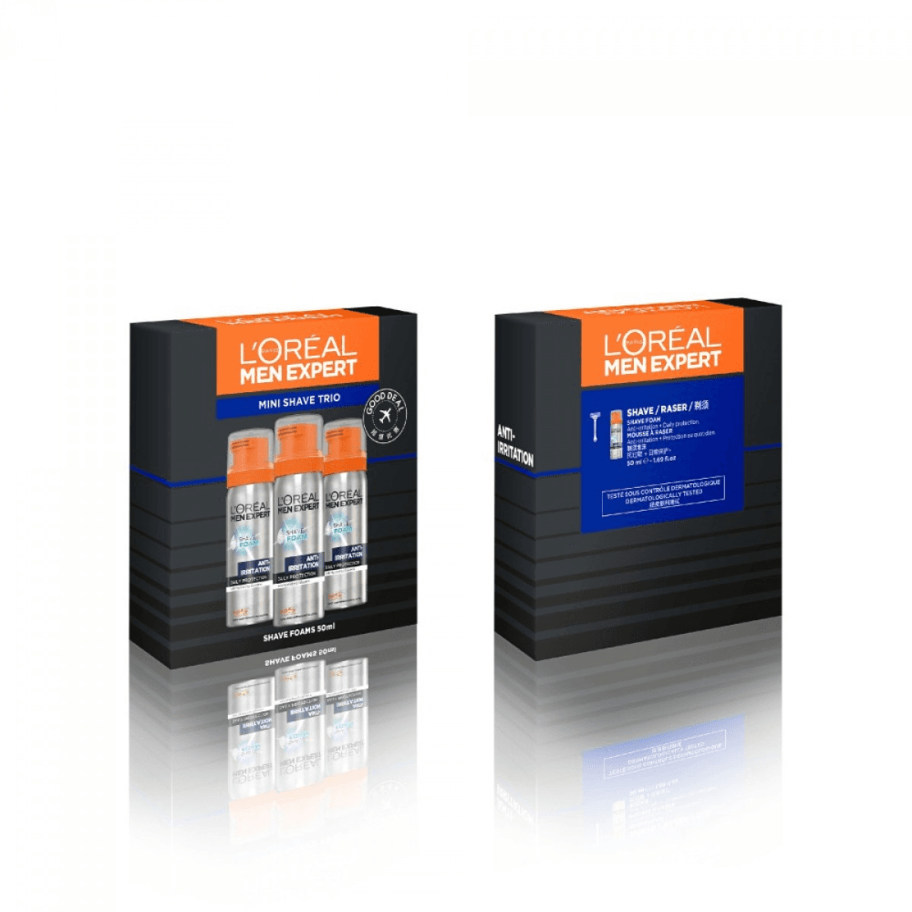 L'Oreal Men Expert Mini Shaving Foam Trio Set Zestaw Do Pielęgnacji Twarzy Dla Niego