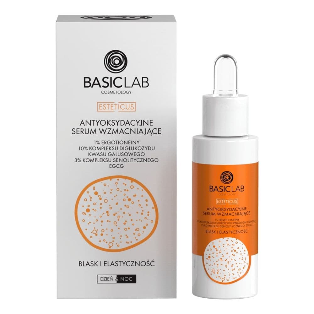 COSMETOLOGY Antyoksydacyjne serum wzmacniające 1% ergotioneiny, 10% kompleksu diglukozydu kwasu galusowego, 3% kompleksu senolitycznego, EGCG Blask i Elastyczność Serum do twarzy