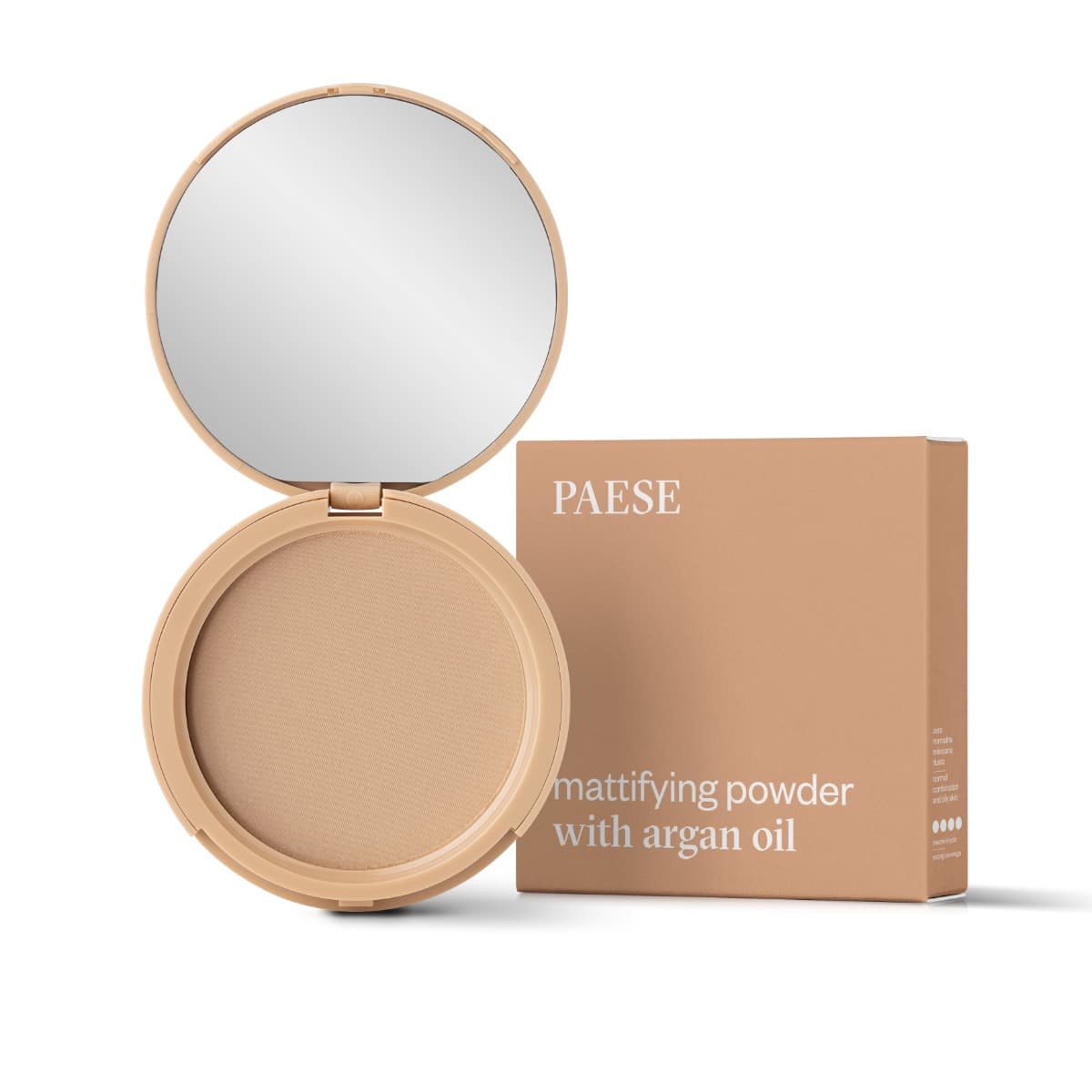 Mattifying Argan Pressed Powder 02 Light Beige Puder matujący do twarzy z olejem arganowym