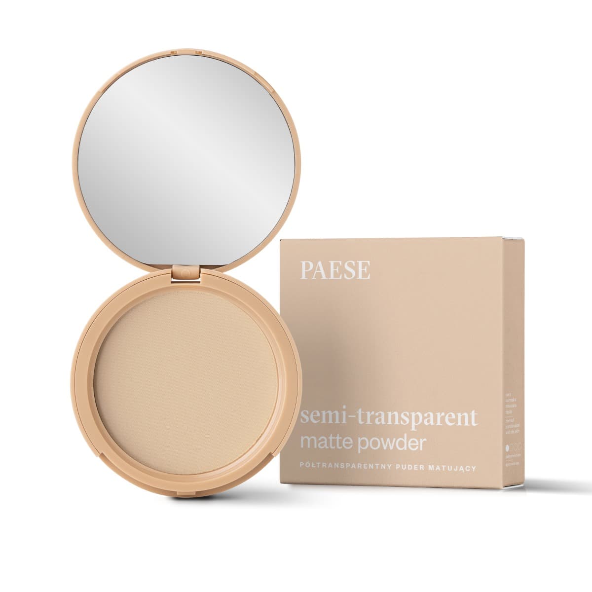 Transparent Matte Powder 1A Ciepły beż Półtransparentny matujący puder do twarzy