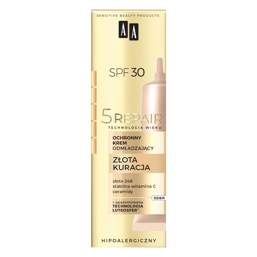 Technologia Wieku 5Repair Złota Kuracja Ochronny krem odmładzający SPF 30 Krem na dzień