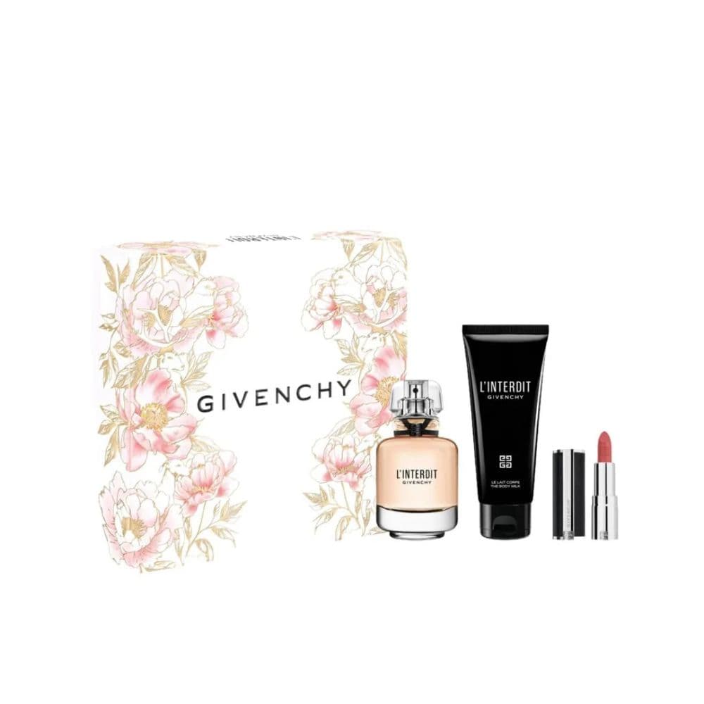 L'Interdit Women's Fragrance Set Eau De Parfum & Body Milk & Lipstick Set Zestaw prezentowy dla niej