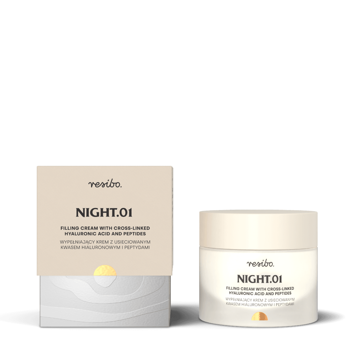 Night.01 Filling Cream with Cross-Linked Hyaluronic Acid and Peptides Krem wypełniający na noc z kwasem hialuronowym