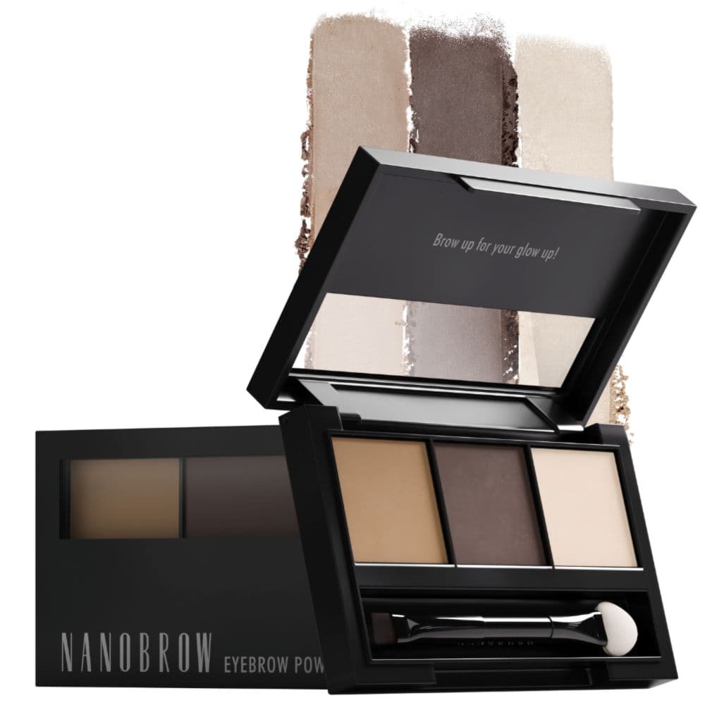 Nanobrow Eyebrow Powder Kit Light Zestaw dwóch cieni do brwi z rozświetlaczem