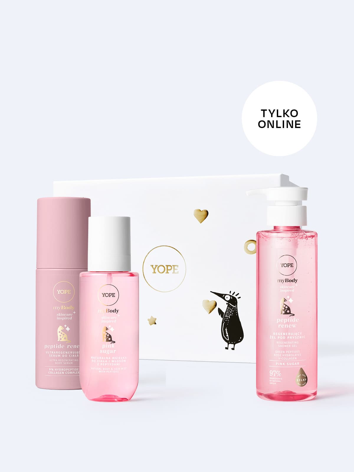 Zestaw do pielęgnacji ciała myBODY PEPTIDE RENEW Pink Sugar w pudełku prezentowym