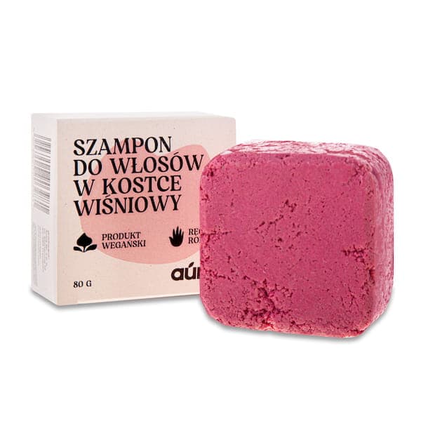 Szampon do włosów w kostce wiśniowy z olejem czereśniowym | błysk & wygładzenie