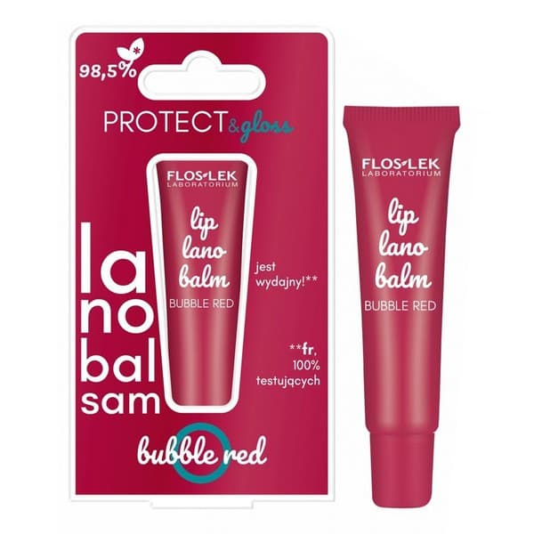 Flos-Lek Lip Care, lanobalsam do ust, bubble red