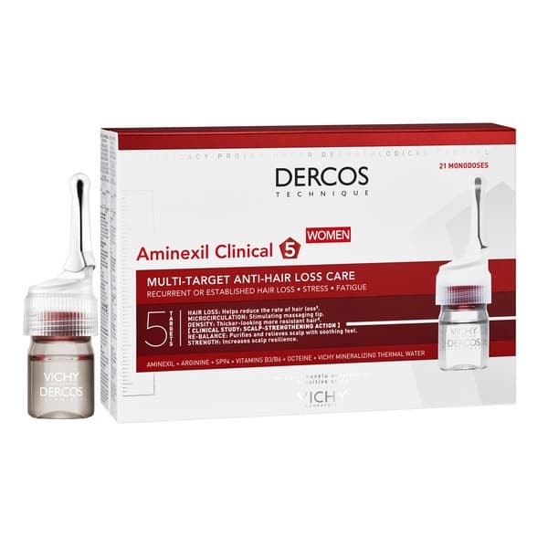 Dercos Aminexil Clinical 5, kuracja przeciw wypadaniu włosów dla kobiet,, 21 ampułek