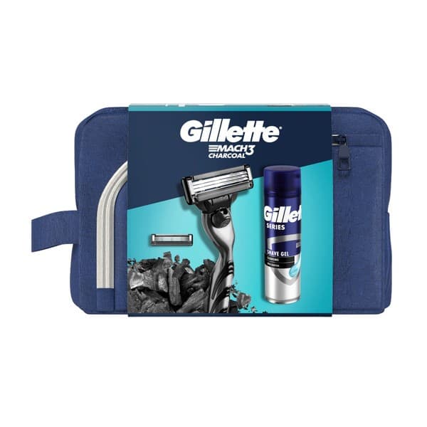 Zestaw Gillette, maszynka do golenia Mach3 + ostrze,. + Series, oczyszczający żel do golenia