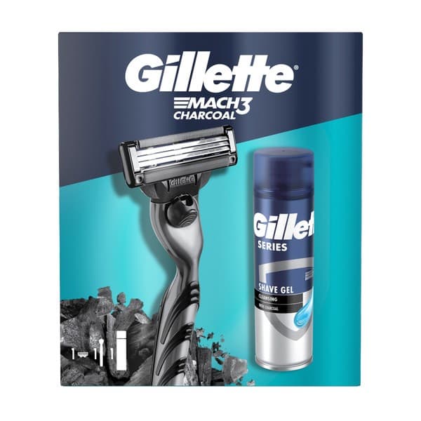 Zestaw Gillette, maszynka do golenia Mach3 + Series, oczyszczający żel do golenia