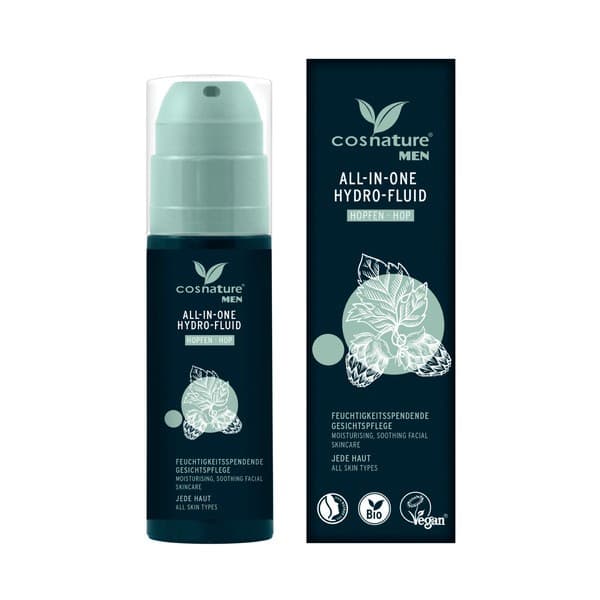 Men, naturalny nawilżający fluid z wyciągiem z szyszek chmielu