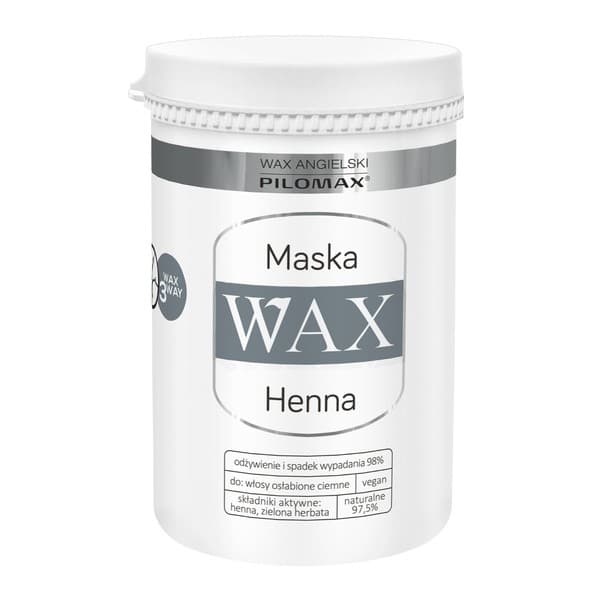 WAX Henna, Laboratorium Pilomax, maska nawilżająca na wypadanie włosów ciemnych, niefarbowanych