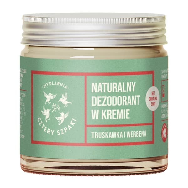 Mydlarnia 4 Szpaki, naturalny dezodorant w kremie, truskawka i werbena, bez dodatku sody