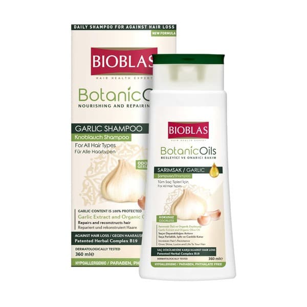 Botanic Oils, wzmacniający szampon z ekstraktem czosnku przeciw wypadaniu włosów