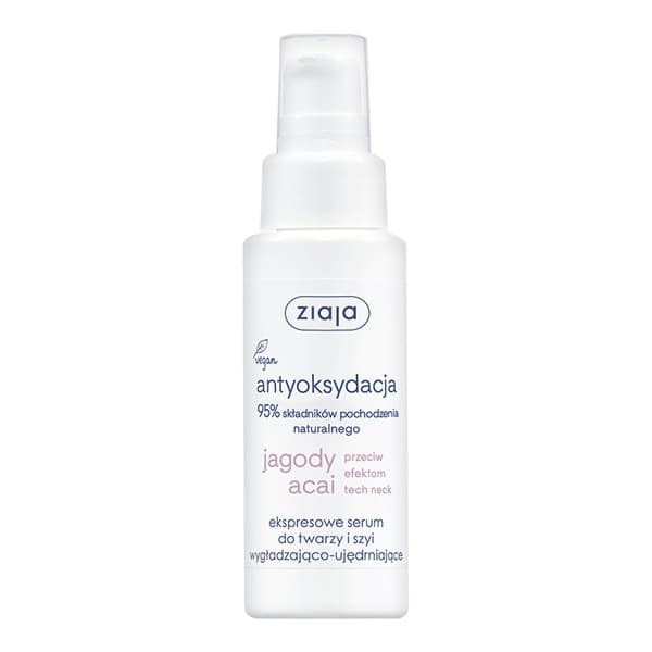 Jagody Acai, ekspresowe serum do twarzy i szyi wygładzająco-ujędrniające