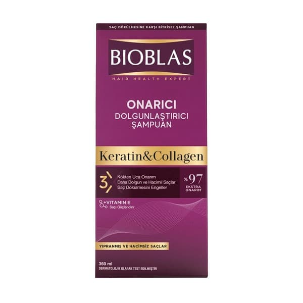 Keratin&Collagen, odbudowujący szampon do włosów cienkich zwiększający objętość