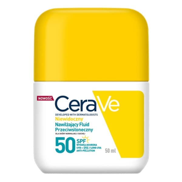 niewidoczny, nawilżający fluid przeciwsłoneczny SPF50