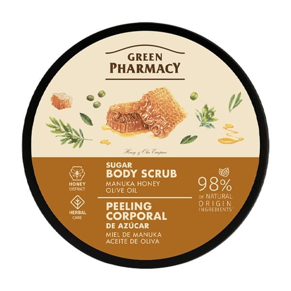 Pharmacy, peeling cukrowy do ciała, miód manuka i oliwa z oliwek