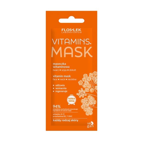 Flos-Lek Vitamins, maseczka witaminowa, twarz, szyja, dekolt