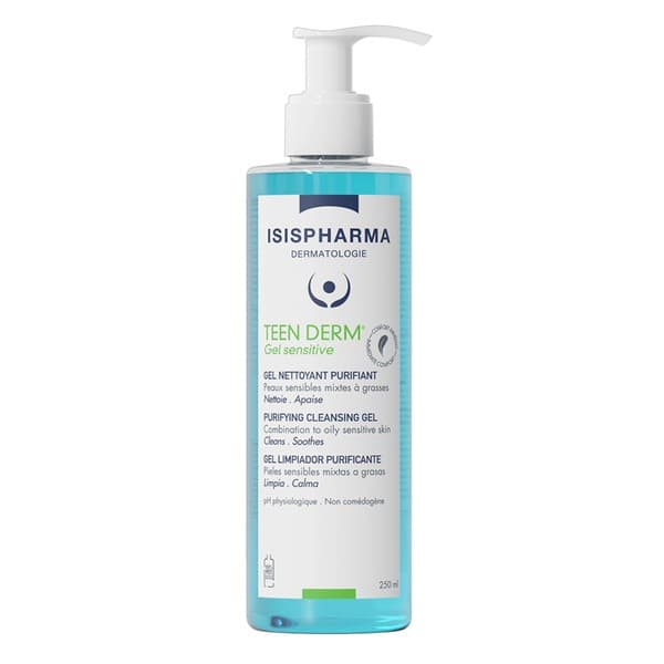 TEEN DERM GEL SENSITVE, oczyszczający żel do mycia twarzy