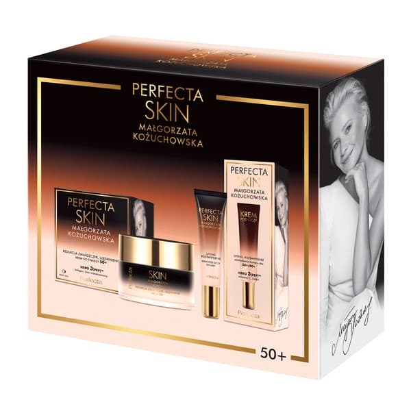 Zestaw Perfecta Skin Małgorzata Kożuchowska, krem ujędrniający na dzień/noc, 50+, + krem pod oczy liftingująco-rozświetlający na dzień/noc, 15