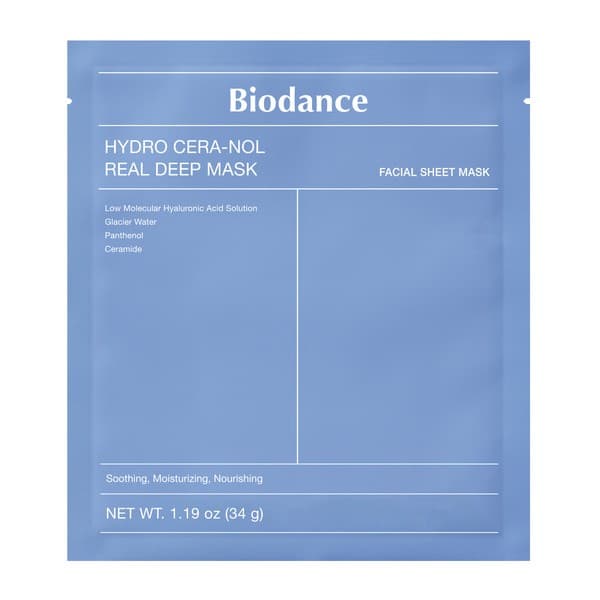 Intensywnie nawilżająca i odbudowująca maska w płachcie Hydro Cera-Nol Real Deep Mask BIODANCE