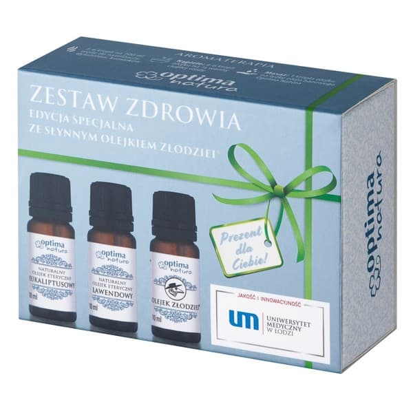 Zestaw Optima Natura Zdrowie, olejek Złodziei®, + olejek lawendowy, + olejek eukaliptusowy