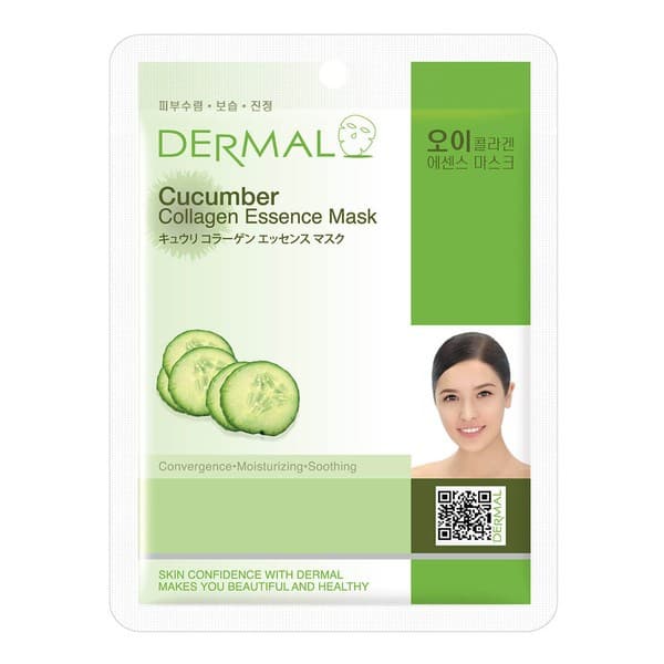 Dermal Cucumber Collagen Essence Mask, Kolagenowa maska w płachcie z ogórkiem