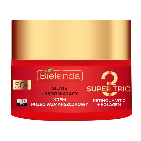 Super Trio, silnie ujędrniający krem przeciwzmarszczkowy RETINOL + VIT C + KOLAGEN 50+