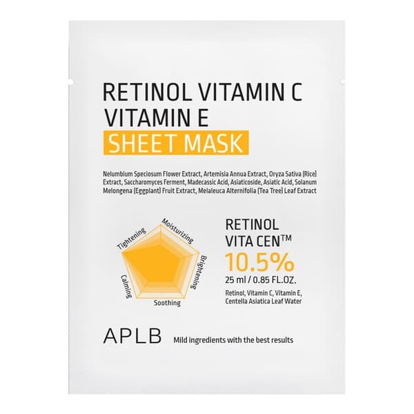 Retinol Vitamin C Vitamin E Sheet Mask, maska w płachcie na twarz z retinolem oraz witaminami C i E