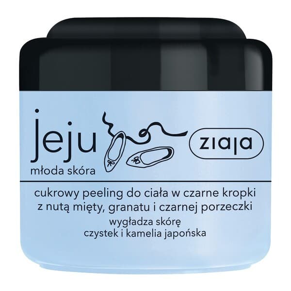 jeju młoda skóra, cukrowy peeling do ciała w czarne kropki