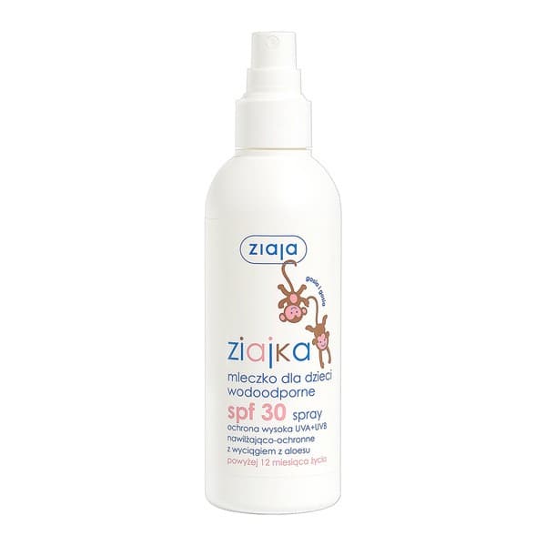 Ziajka, wodoodporne mleczko dla dzieci powyżej 12. miesiąca życia SPF 30, spray