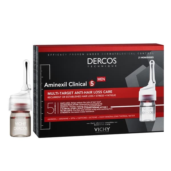 Dercos Aminexil Clinical 5, kuracja przeciw wypadaniu włosów dla mężczyzn,, 21 ampułek