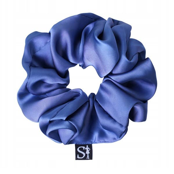 Lilu, szyfonowa gumka do włosów scrunchie, steel blue