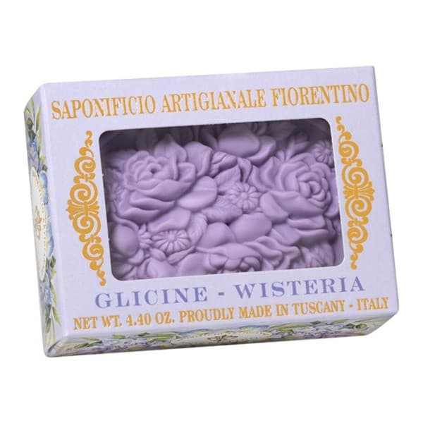 Artigianale Fiorentino, naturalne mydło w pudełku z okienkiem, glicynia