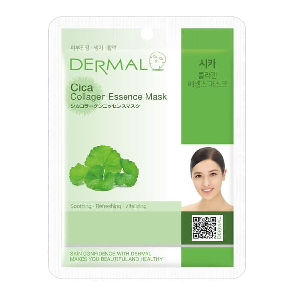 Dermal Cica Collagen Essence Mask, Kolagenowa maska w płachcie z wąkrotką azjatycką