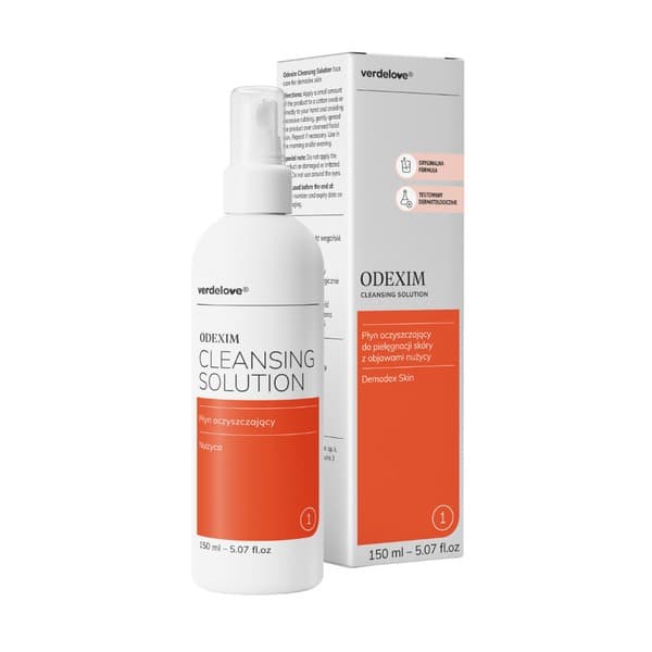 Odexim Cleansing solution, płyn oczyszczający do skóry z objawami nużycy