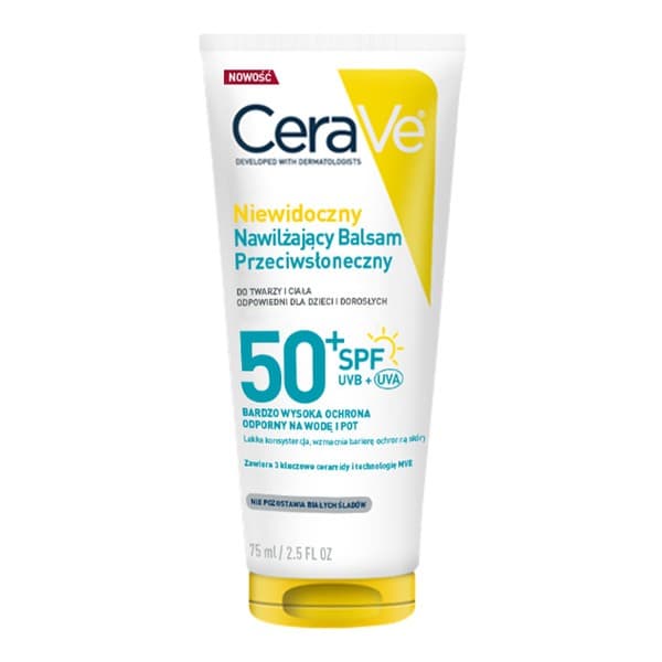 niewidoczny, nawilżający balsam przeciwsłoneczny SPF50+