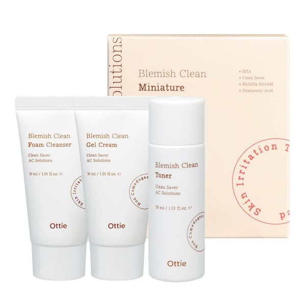 Blemish Clean Miniature Set, zestaw pielęgnacyjny do skóry trądzikowej z tonerem, kremem-żelem i pianką