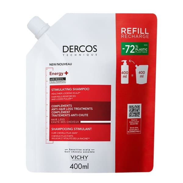 Dercos Energy+, szampon wzmacniający, opakowanie uzupełniające