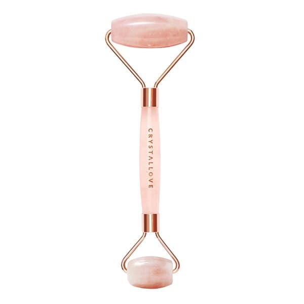 Masażer do twarzy z kwarcu różowego Rose quartz roller - kamień miłości Crystallove