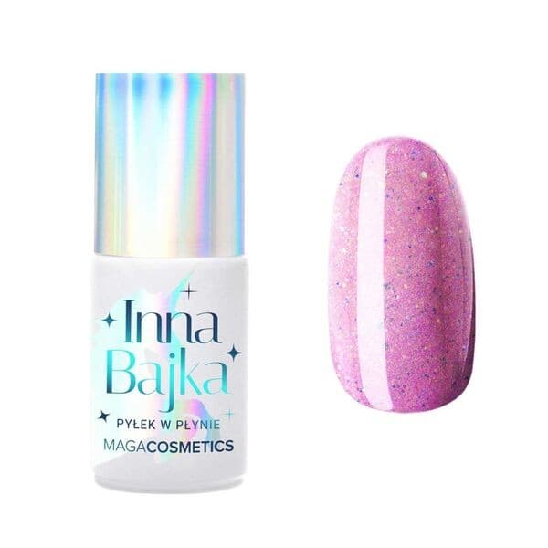 Inna Bajka, lakier hybrydowy z pyłkiem, 863 pink galaxy